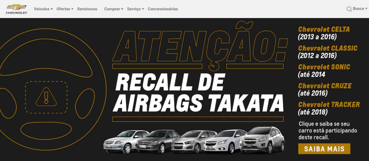 Recall de airbags da Takata da GM