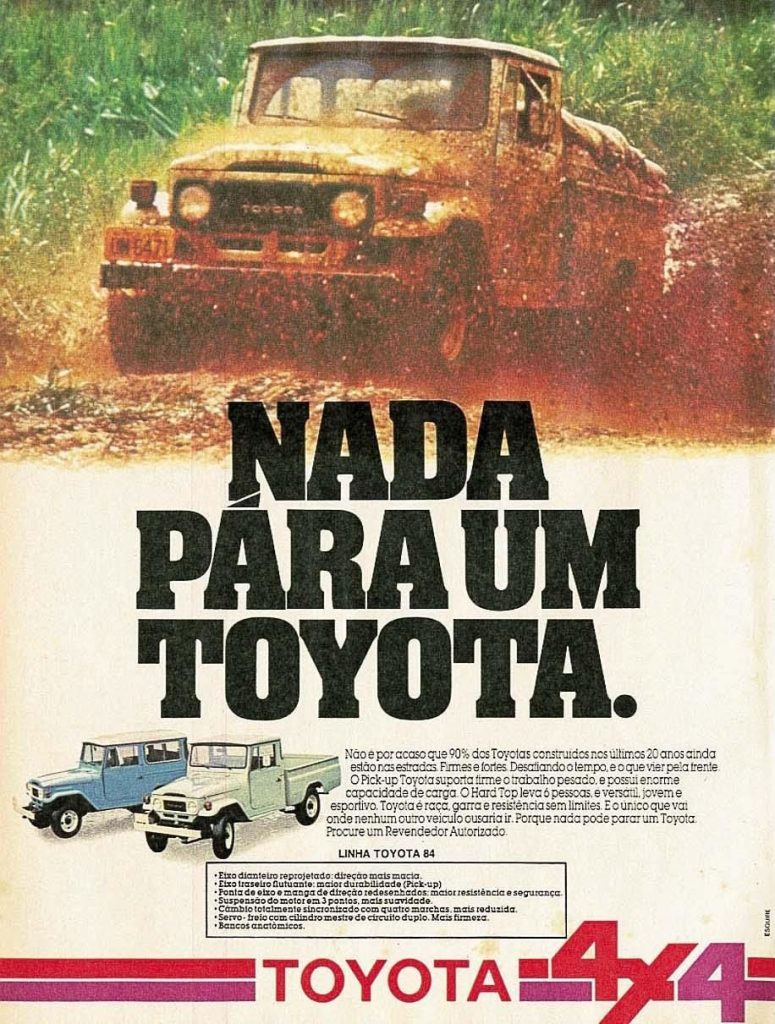 Propaganda antiga do Toyota Bandeirante exalta robustez
